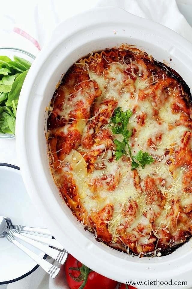 Casserole Crock Saturdays Spinach and Feta Crock Pot Lasagna from