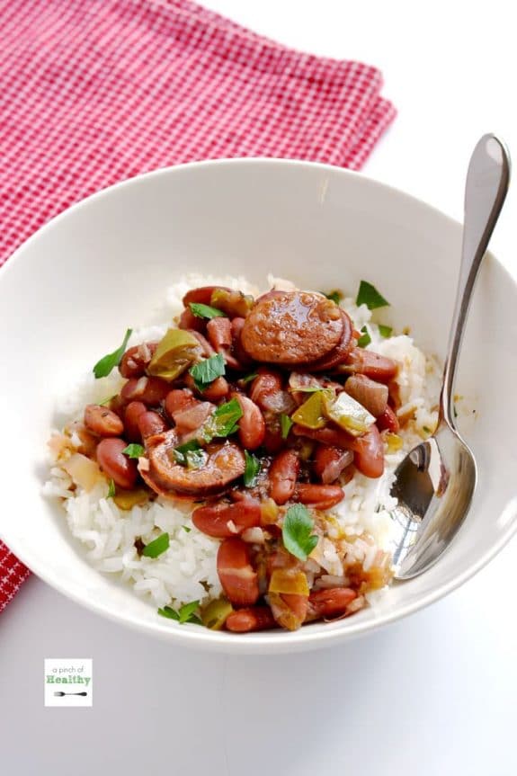 Four Must-Try Recipes for Red Beans and Rice featured on Slow Cooker or Pressure Cooker at SlowCookerFromScratch.com