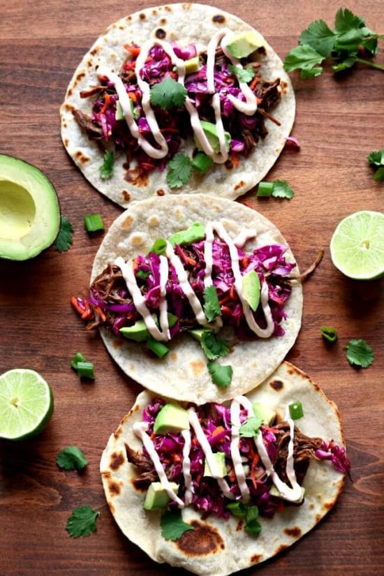 Four Fabulous Recipes for Korean Beef Tacos found on Slow Cooker or Pressure Cooker at SlowCookerFromScratch.com