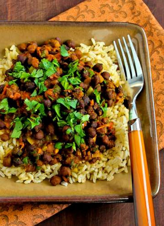 Slow Cooker Vegan Black Garbanzo Bean Curry from Kalyn's Kitchen Slow