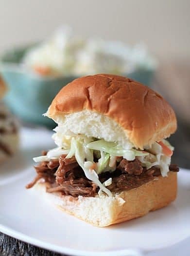 Shredded Barbecue Beef featured on Slow Cooker or Pressure Cooker at SlowCookerFromScratch.com