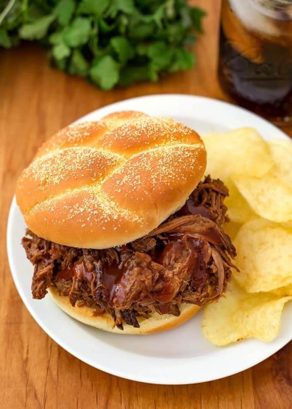 Four Fabulous Recipes for Shredded Barbecue Beef featured on Slow Cooker or Pressure Cooker at SlowCookerFromScratch.com
