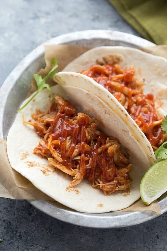 Four Fantastic Recipes for Chipotle Chicken Tacos featured on Slow Cooker or Pressure Cooker at SlowCookerFromScratch.com