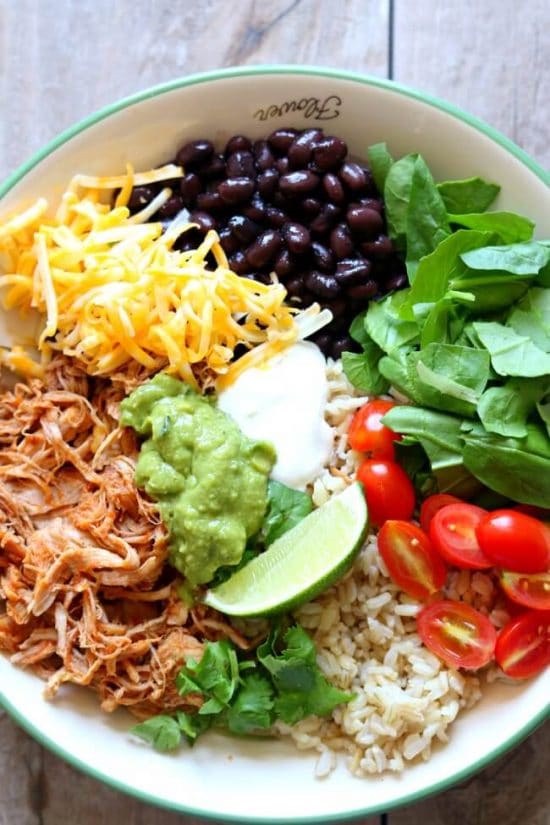 Three Simple Recipes for Pork Burrito Bowls found on Slow Cooker or Pressure Cooker at SlowCookerFromScratch.com