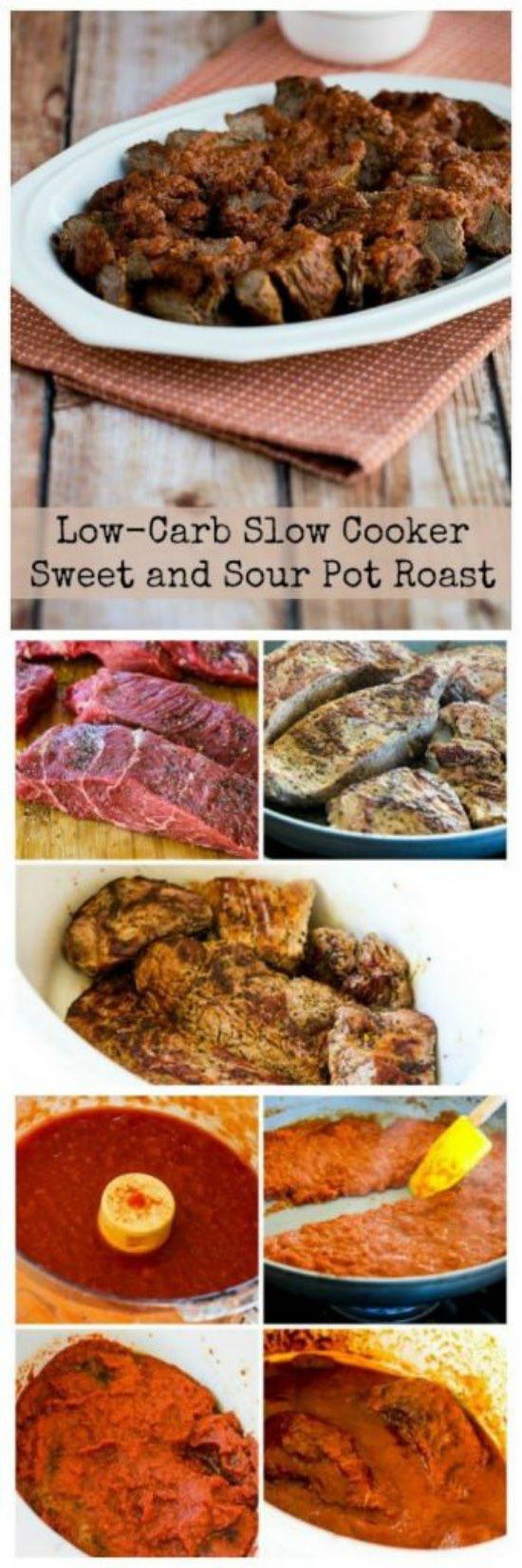 LowCarb Slow Cooker Sweet and Sour Pot Roast from Kalyn's Kitchen Slow Cooker or Pressure Cooker
