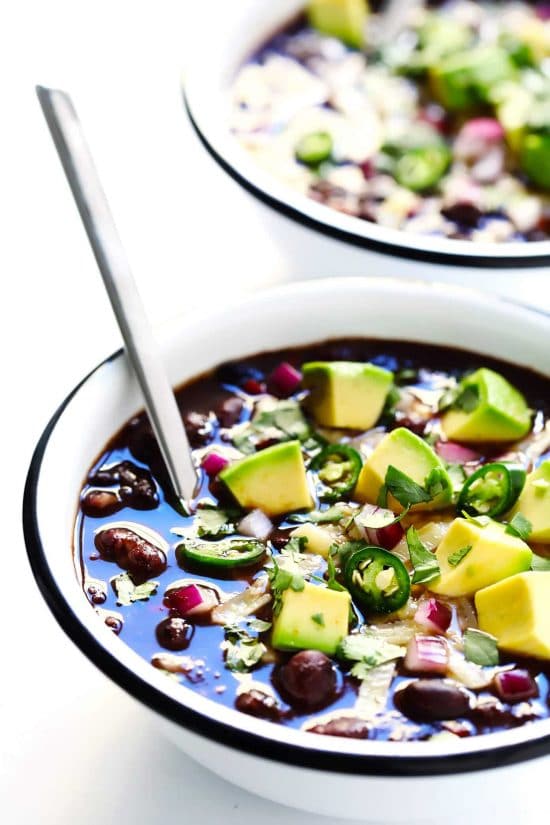 Four Fabulous Recipes for Black Bean Chili featured on Slow Cooker or Pressure Cooker at SlowCookerFromScratch.com