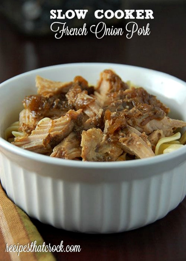 Slow Cooker French Onion Pork from Recipes that Crock