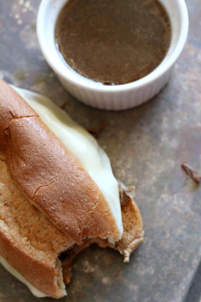 Slow Cooker or Instant Pot French Onion French Dip Sandwiches from 365 Days of Slow + Pressure Cooking