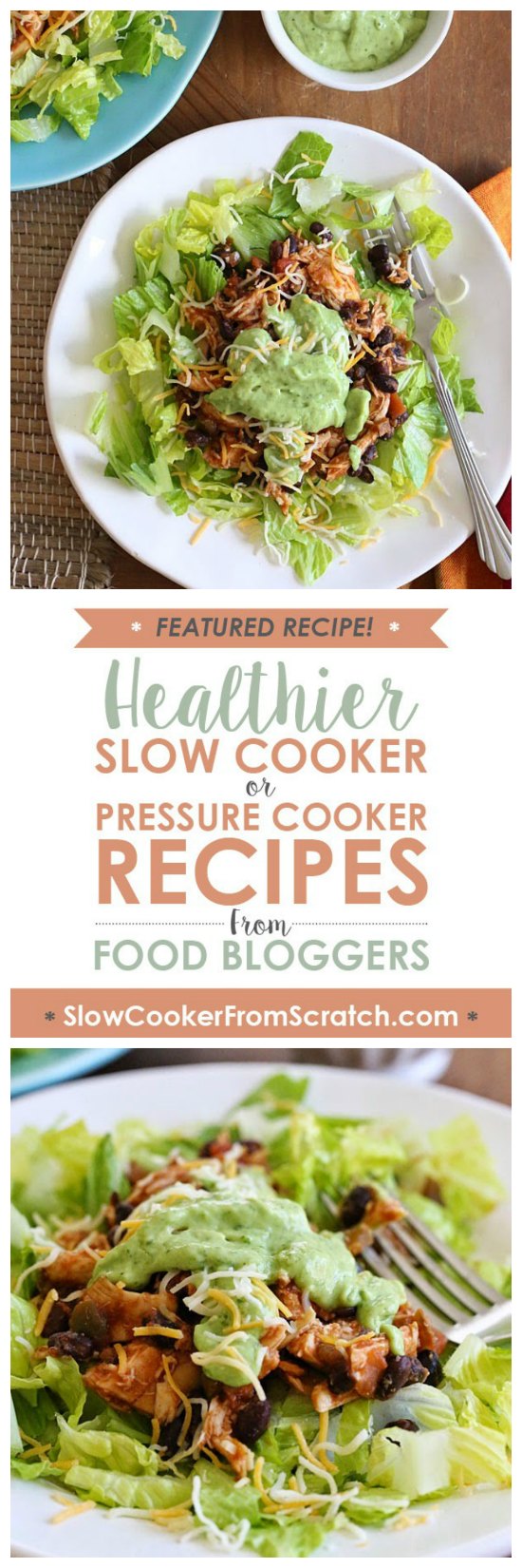 Easy Crock Pot Chicken and Black Bean Taco Salad from Skinnytaste