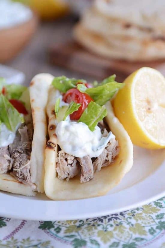 Four Fabulous Recipes for Greek Tacos featured on Slow Cooker or Pressure Cooker at SlowCookerFromScratch.com