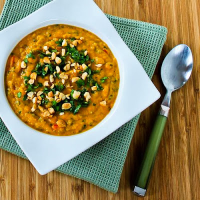 Slow Cooker Thai-Inspired Butternut Squash and Peanut Soup from Kalyn's Kitchen featured on Slow Cooker or Pressure Cooker at SlowCookerFromScratch.com