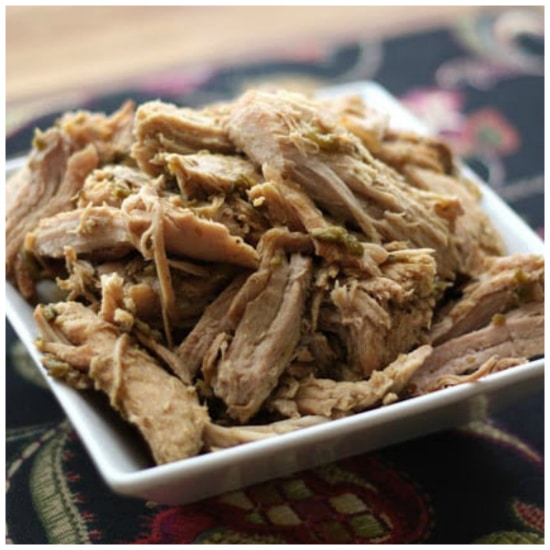 CrockPot Green Chile Pulled Pork from Barefeet in the Kitchen Slow