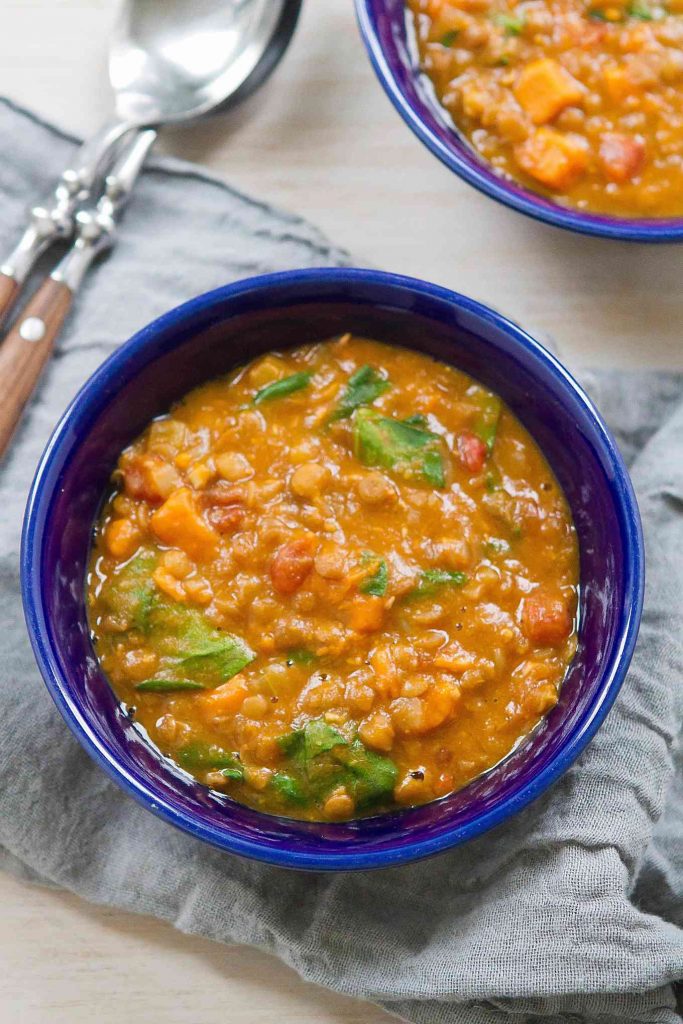 Instant Pot Lentil Soup with Sweet Potato from Cookin' Canuck