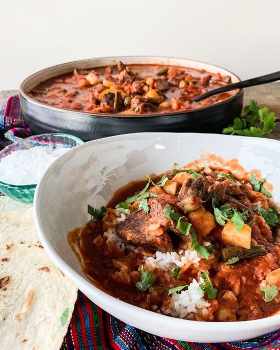 Four Fabulous Recipes for Carne Guisada Stewed Beef for Tacos (Slow Cooker or Instant Pot) featured on Slow Cooker or Pressure Cooker