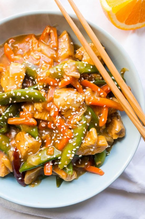 Pressure Cooker Orange Chicken Stir-Fry from Kitschen Cat featured in Four Fabulous Orange Chicken Recipes Your Family Will Love