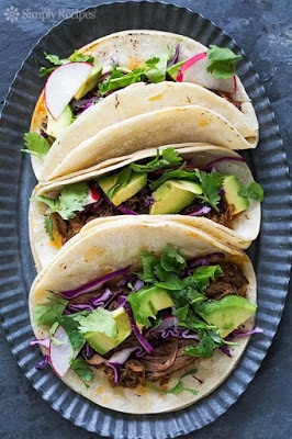 The BEST Slow Cooker Pork Tacos from Food Bloggers featured on SlowCookerFromScratch.com