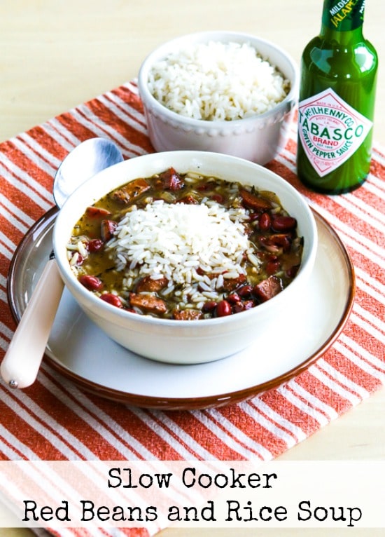 Slow Cooker Red Beans and Rice Soup from Kalyn's Kitchen featured on Slow Cooker or Pressure Cooker at SlowCookerFromScratch.com