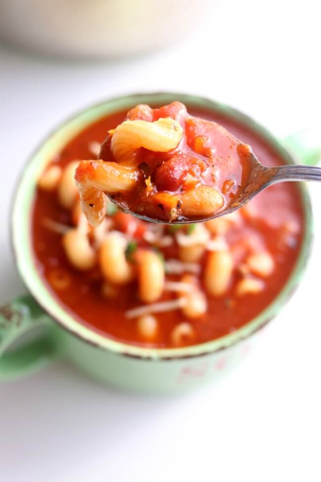 Slow Cooker Copycat Olive Garden Pasta e Fagioli Soup from 365 Days of Slow + Pressure Cooking