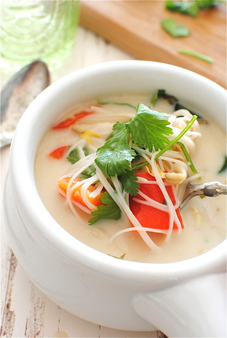 Slow Cooker Thai Chicken Noodle Soup from Bev Cooks.