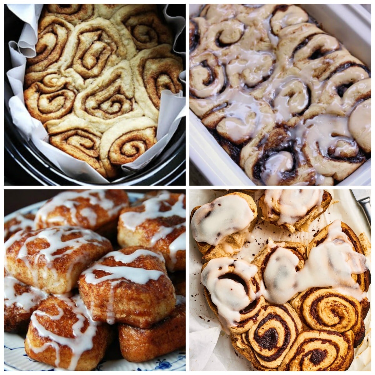Four Fabulous Recipes for Slow Cooker Cinnamon Rolls top photo collage