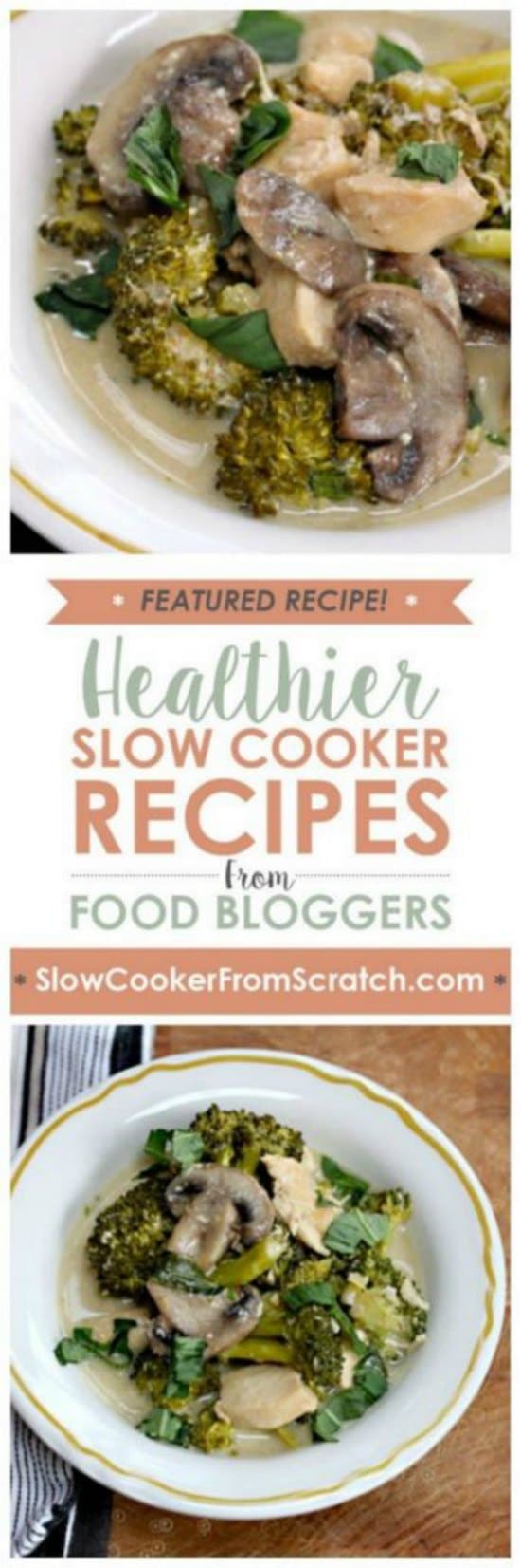 Slow Cooker Thai Green Curry Chicken with Broccoli and Mushrooms from