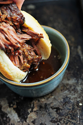 The BEST Slow Cooker or Instant Pot French Dip Sandwiches featured on SlowCookerFromScratch.com