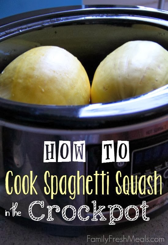 How to Cook Spaghetti Squash in the CrockPot or How to Make Instant Pot Spaghetti Squash found on SlowCookerFromScratch.com