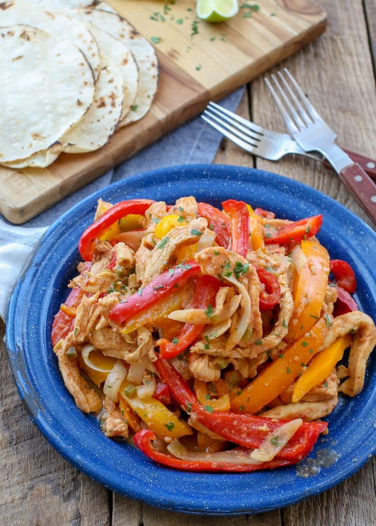 Slow Cooker Chicken Fajitas from Barefeet in the Kitchen featured in The Best Slow Cooker and Instant Pot Fajitas on Slow Cooker or Pressure Cooker