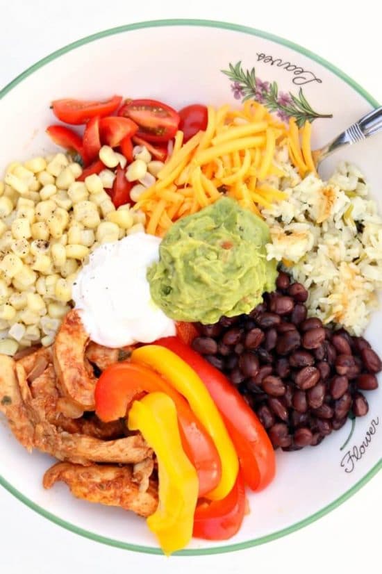 Instant Pot or Slow Cooker Chicken Fajita Bowls from 365 Days of Slow + Pressure Cooking