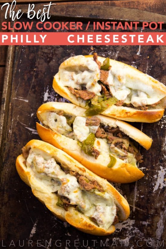 The Best Slow Cooker and Pressure Cooker Philly Cheesesteak Recipes featured on Slow Cooker or Pressure Cooker at SlowCookerFromScratch.com