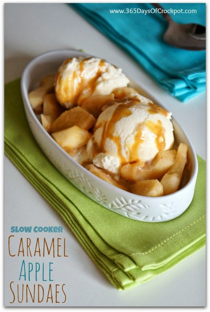 Slow Cooker Caramel Apple Sundaes from 365 Days of Slow + Pressure Cooking