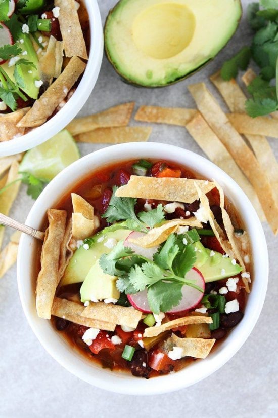 Slow Cooker Black Bean Tortilla Soup from Two Peas and Their Pod