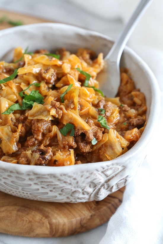 Unstuffed Cabbage Bowls from Skinnytaste (Instant Pot or Stove Top) featured on Slow Cooker or Pressure Cooker at SlowCookerFromScratch.com