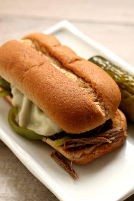 The BEST Instant Pot or Slow Cooker Philly Cheesesteak Sandwiches found on Slow Cooker or Pressure Cooker
