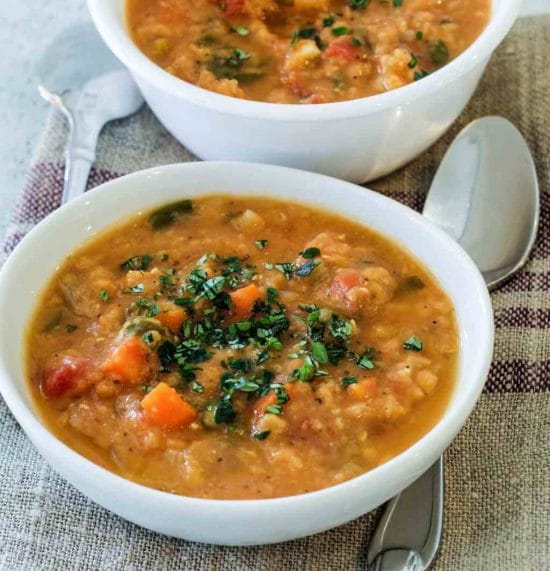 The BEST Instant Pot Vegetarian and Vegan Soup Recipes featured on Slow Cooker or Pressure Cooker at SlowCookerFromScratch.com