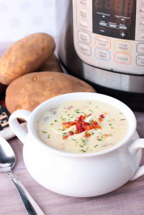 The Best Instant Pot Potato Soup Recipes featured on Slow Cooker or Pressure Cooker at SlowCookerFromScratch.com