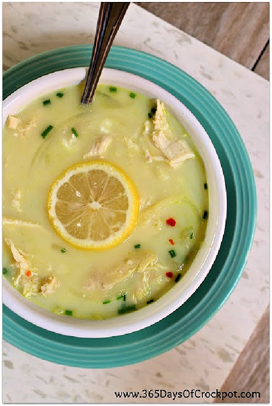 Slow Cooker Greek Lemon Chicken Soup from 365 Days of Slow Cooking