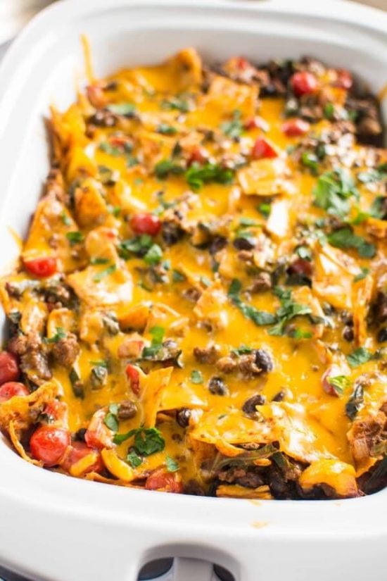 Slow Cooker Healthy Taco Casserole from Slow Cooker Gourmet