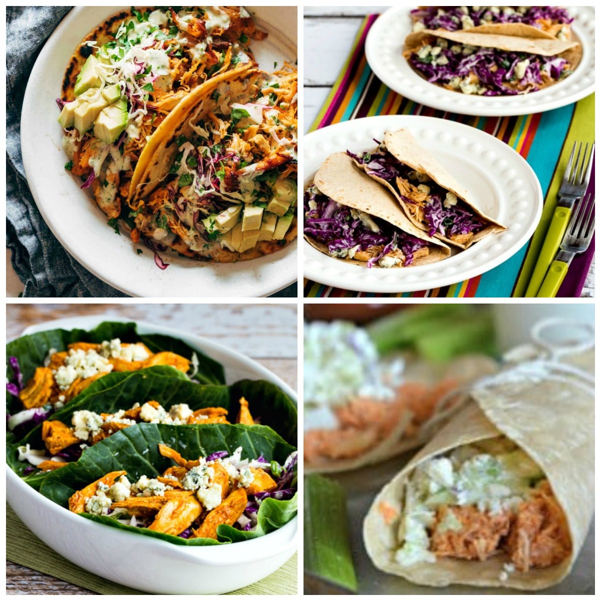 Four Fabulous Buffalo Chicken Tacos Recipes photo collage