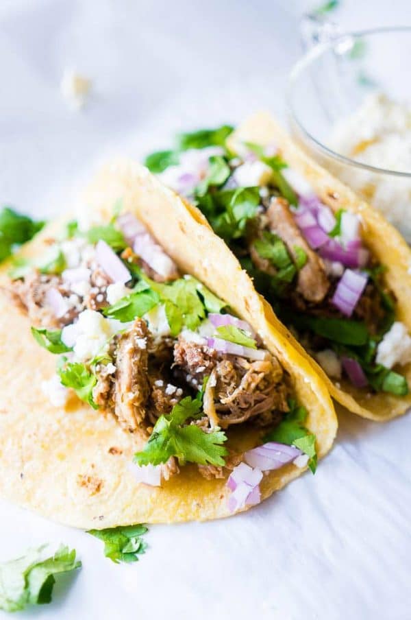 Pressure Cooker Green Chile Pork Carnitas from Kitschen Cat