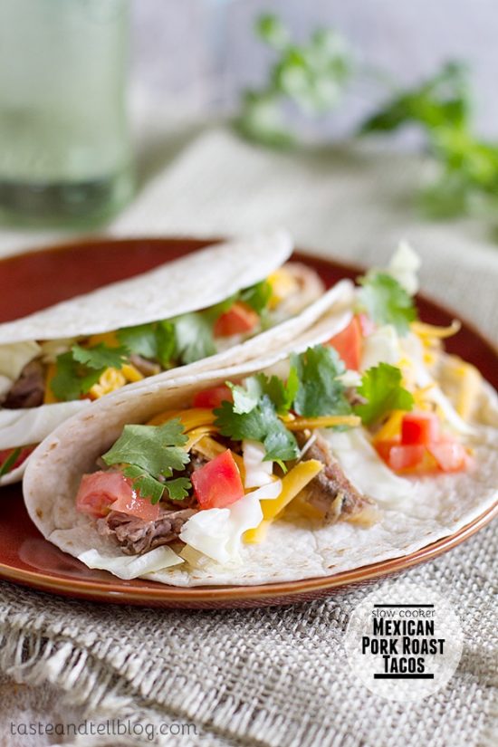 Slow Cooker Mexican Pork Roast Tacos from Taste and Tell