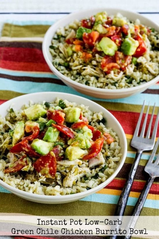 Instant Pot Low-Carb Green Chicken Chile Burrito Bowl 