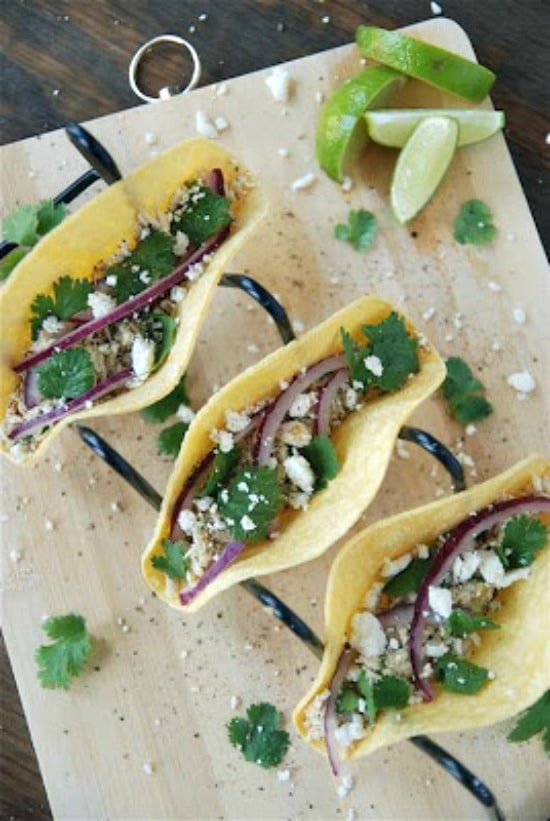 Salsa Verde Chicken Tacos in the CrockPot from The Novice Chef