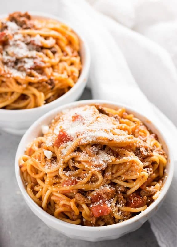 Quick and Easy Instant Pot Spaghetti Dinners from Slow Cooker or Pressure Cooker at SlowCookerFromScratch.com