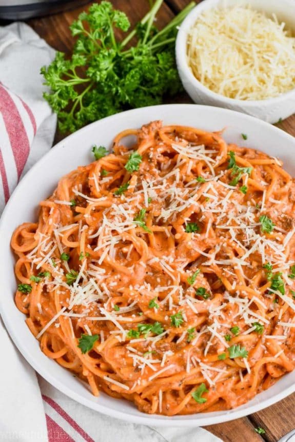 Quick and Easy Instant Pot Spaghetti Dinners from Slow Cooker or Pressure Cooker at SlowCookerFromScratch.com