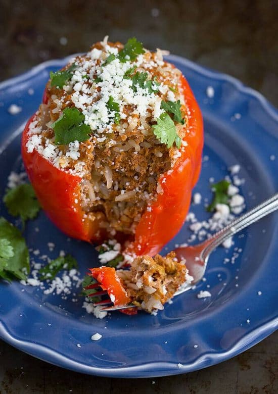 Ten Tasty Instant Pot Stuffed Peppers Recipes featured on Slow Cooker or Pressure Cooker at SlowCookerFromScratch.com
