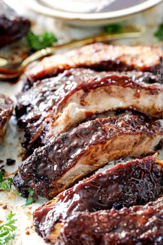 Fall Off the Bone Slow Cooker Barbecued Ribs from Carlsbad Cravings