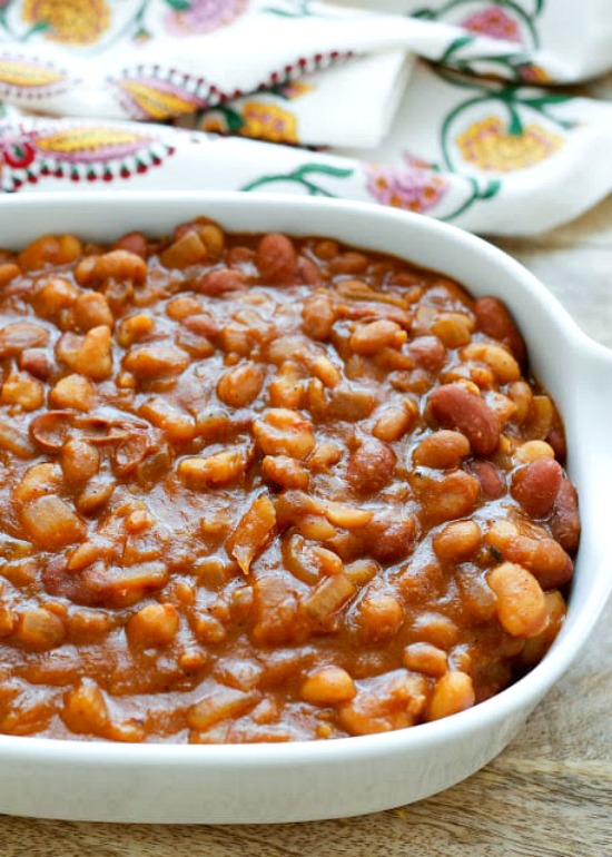 Slow Cooker Mexican Baked Beans from Barefeet in the Kitchen