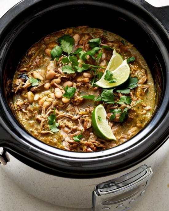 Ten Terrific Slow Cooker or Instant Pot Chile Verde Recipes featured on Slow Cooker or Pressure Cooker at SlowCookerFromScratch.com