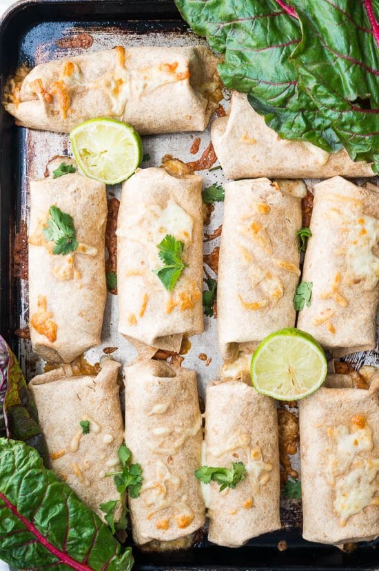 Pressure Cooker Pinto Bean and Chard Burritos from Kitschen Cat